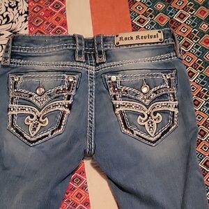 Rock Revival Embellished Blue Skinny Jeans